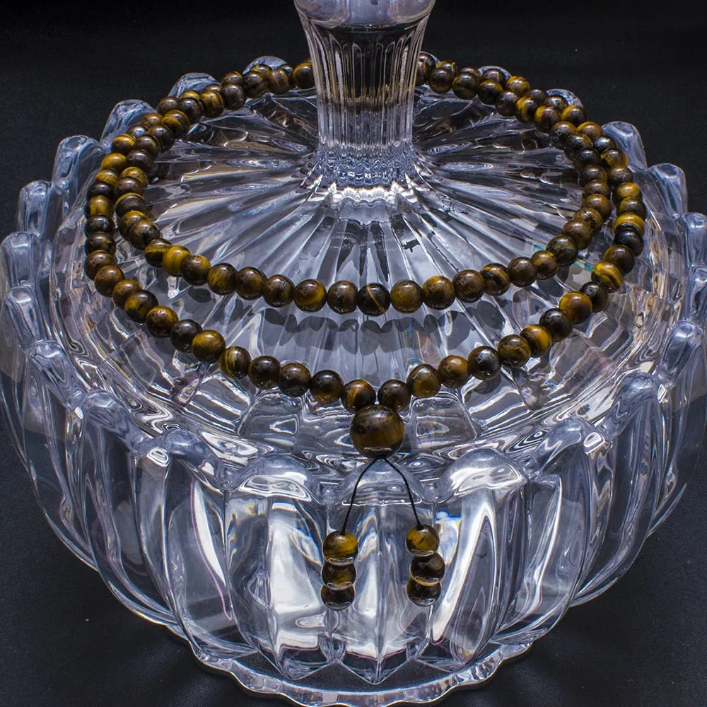 6mm Yellow Tiger Eye Beaded Elastic Rope Necklace
