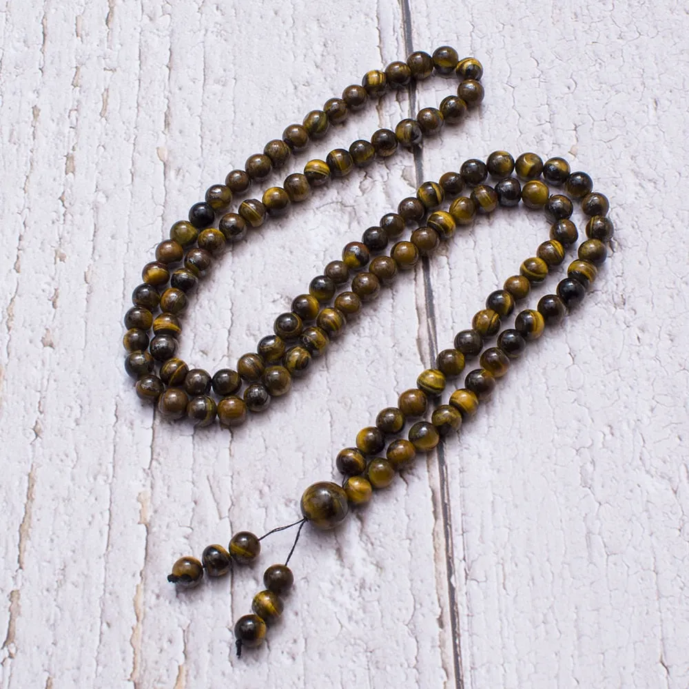 6mm Yellow Tiger Eye Beaded Elastic Rope Necklace