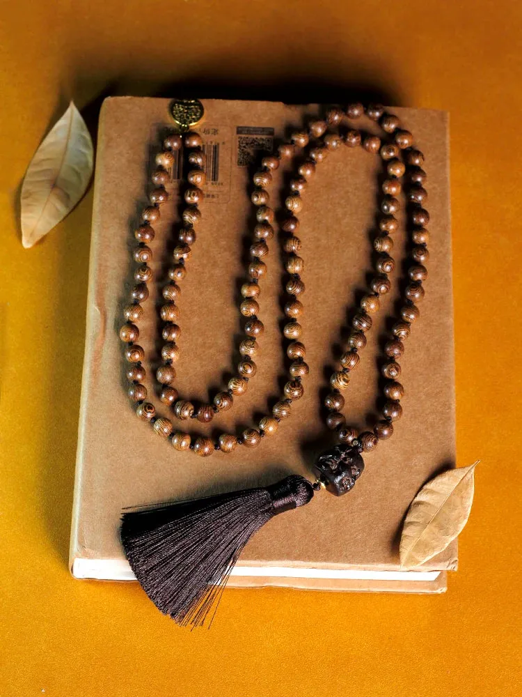 8mm Chicken wing wood beads 108 Mala Beaded Knotted Necklace Meditation