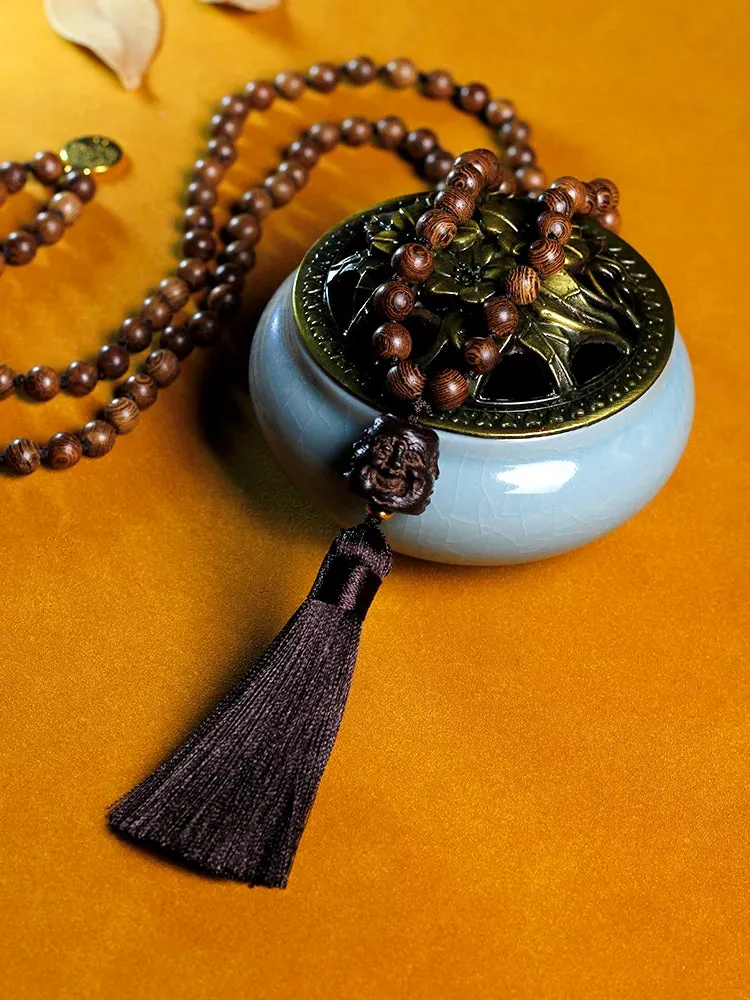 8mm Chicken wing wood beads 108 Mala Beaded Knotted Necklace Meditation