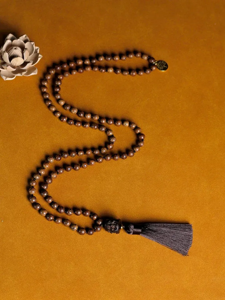 8mm Chicken wing wood beads 108 Mala Beaded Knotted Necklace Meditation