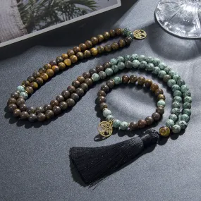 8mm Natural Tiger Eye Bronzite 108 Mala Beaded Necklace Meditation Yoga Prayer Rosary For Men Women