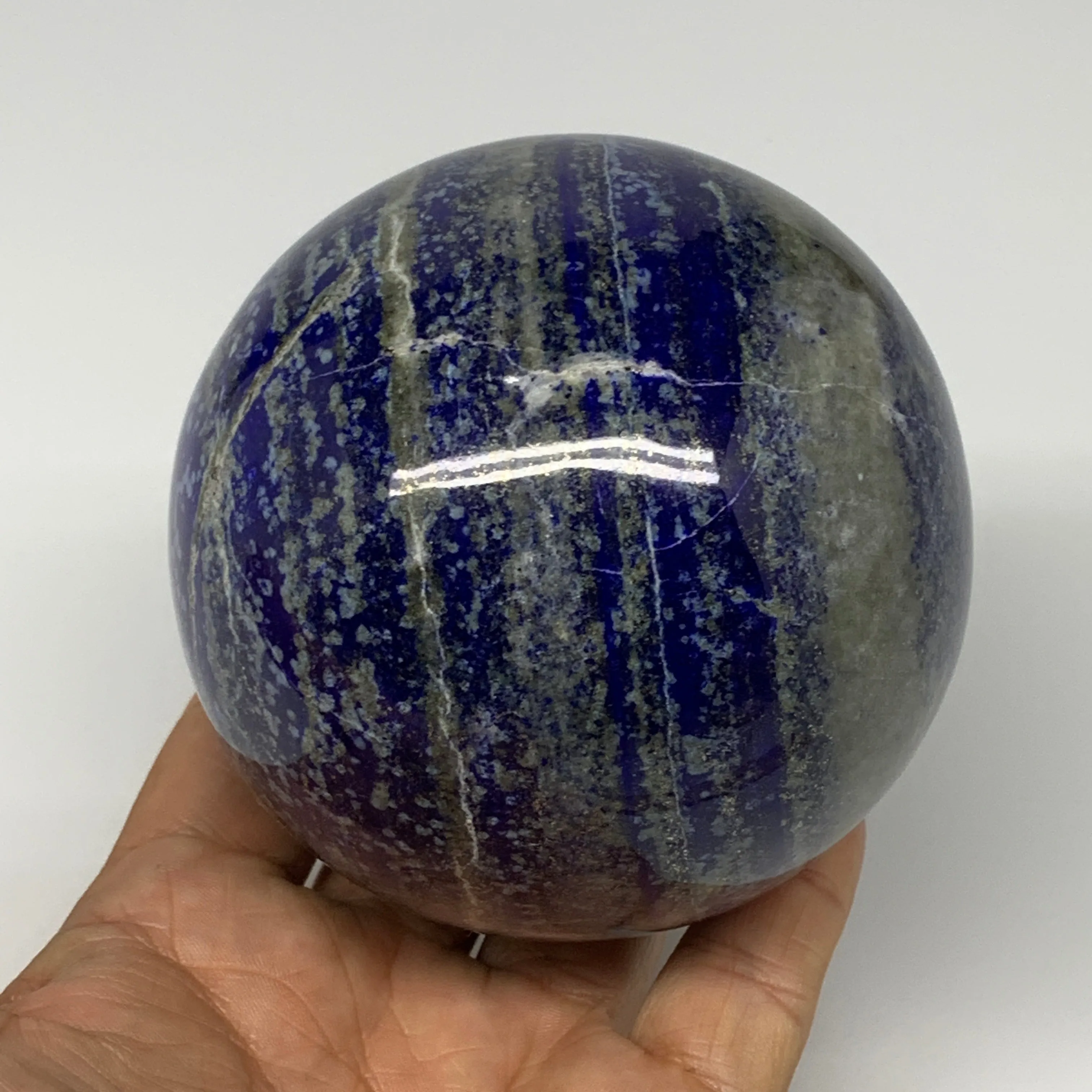 968g, 3.3"(84mm), Natural Lapis Lazuli Sphere Ball Gemstone @Afghanistan,B25396