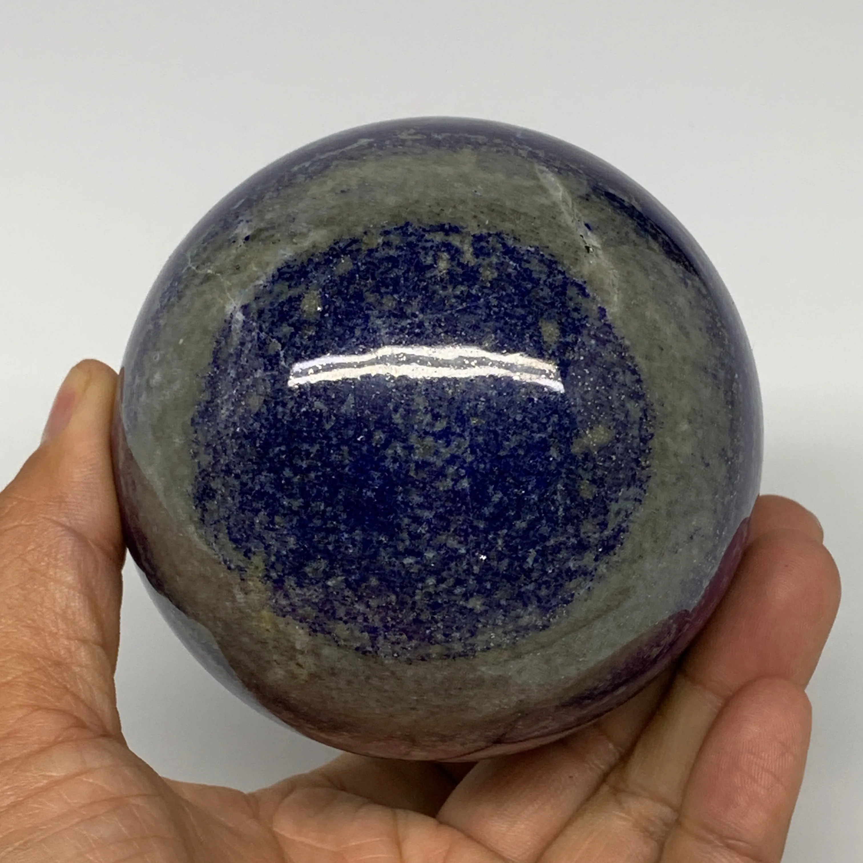 968g, 3.3"(84mm), Natural Lapis Lazuli Sphere Ball Gemstone @Afghanistan,B25396