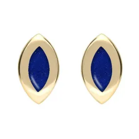 9ct Yellow Gold Lapis Lazuli Framed Marquise Stud Earrings