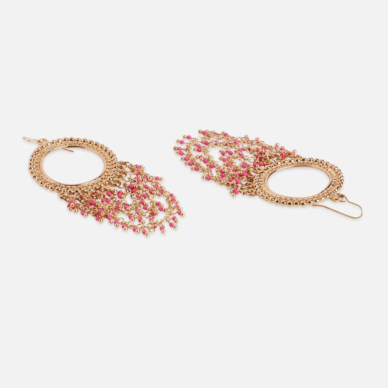 Accessorize London Women's Pink Bead Multi Layer Long Drop Earring