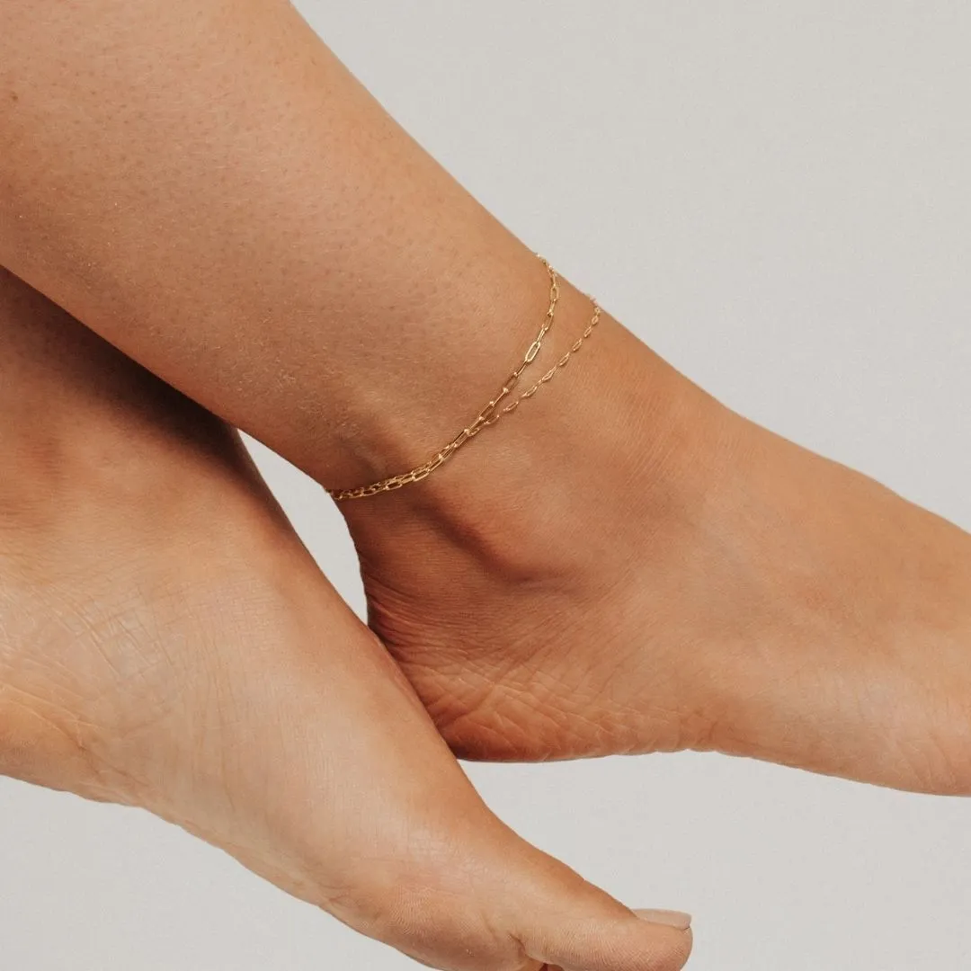 Adjustable Graffetta Paperclip Anklet (Gold)