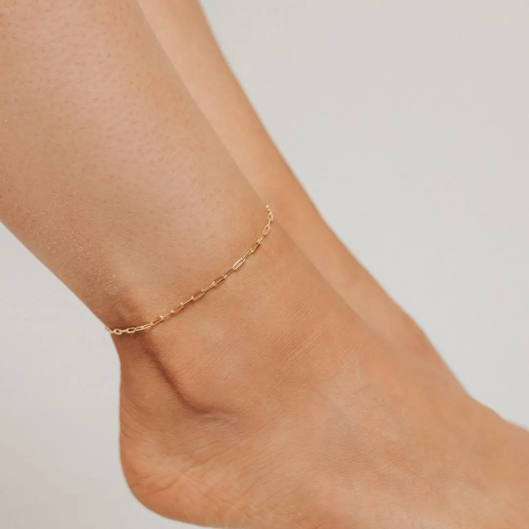 Adjustable Graffetta Paperclip Anklet (Gold)