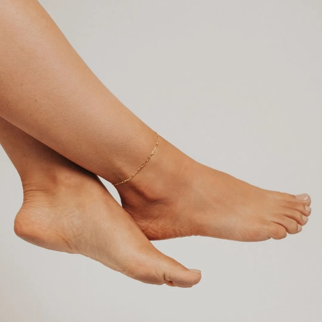 Adjustable Graffetta Paperclip Anklet (Gold)