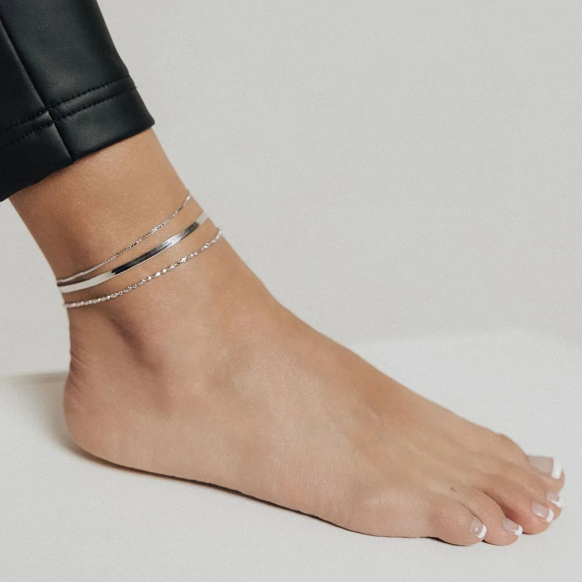 Adjustable Luna Bead Anklet (Silver)