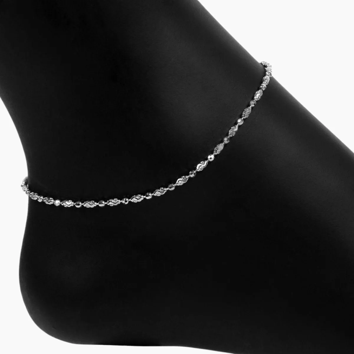 Adjustable Luna Bead Anklet (Silver)