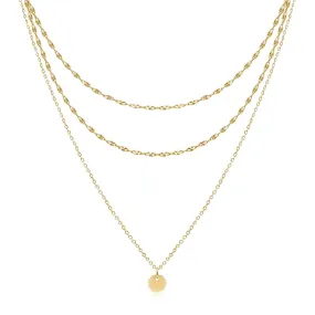 Aisansty Dainty Layered Choker Necklaces Handmade Coin Tube Star Pearl Pendant Multilayer Adjustable Layering Chain Gold Plated Necklaces Set for Women Girls Bar Chain&Coin