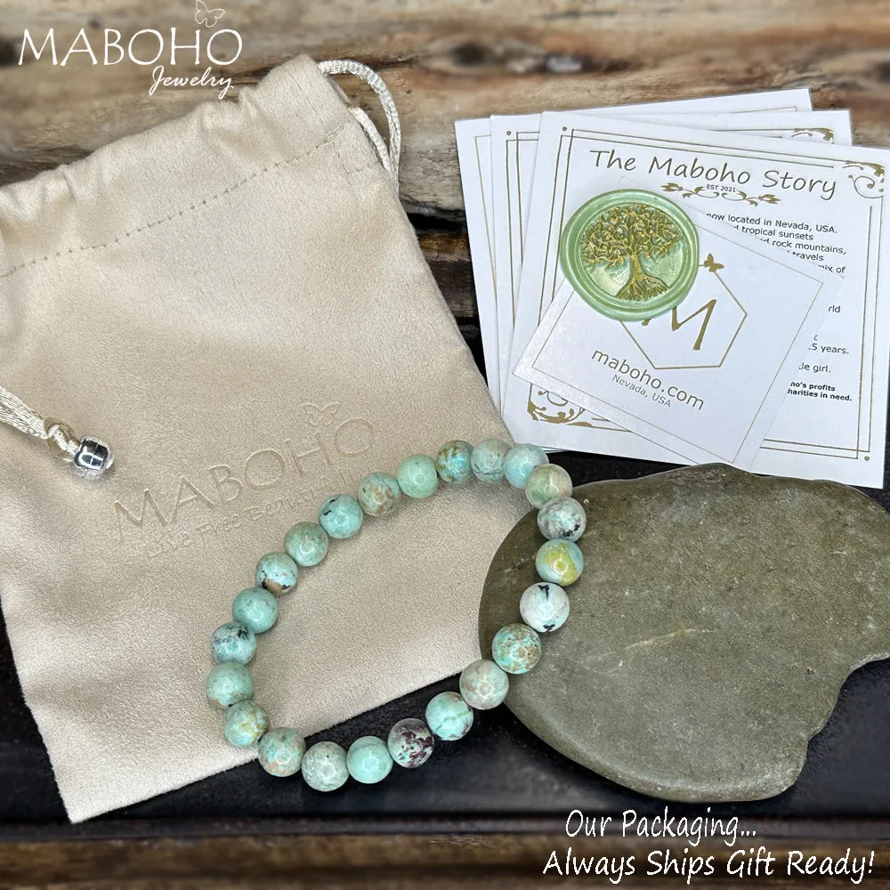 Amazonite 5 Wrap Vegan Leather Boho Bracelet Hippie Jewelry