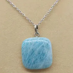 Amazonite Crystal Chain Necklace, Gemstone Minimalist Necklace, Gift for Men and Women, Chakra Stone Necklace