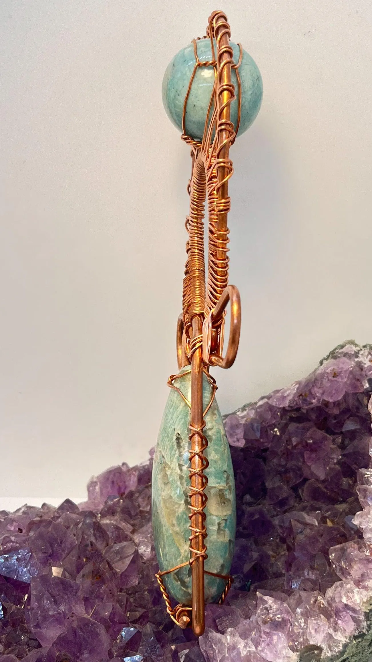 Amazonite EMF Protection Handheld Ankh