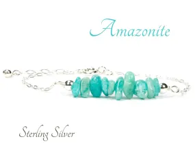 Amazonite Sterling Silver Gemstone Chip Bracelet
