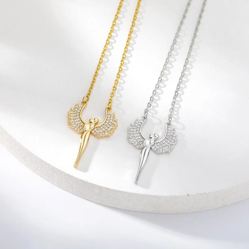 Angel Wings Necklace Gothic Angel Fairy Pendant Couple Necklaces For Women