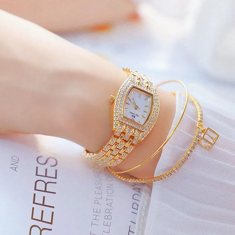 BEE SISTER Women's Fine Fashion Premium Quality Oblong Dial Stainless Steel Watch