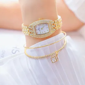 BEE SISTER Women's Fine Fashion Premium Quality Oblong Dial Stainless Steel Watch