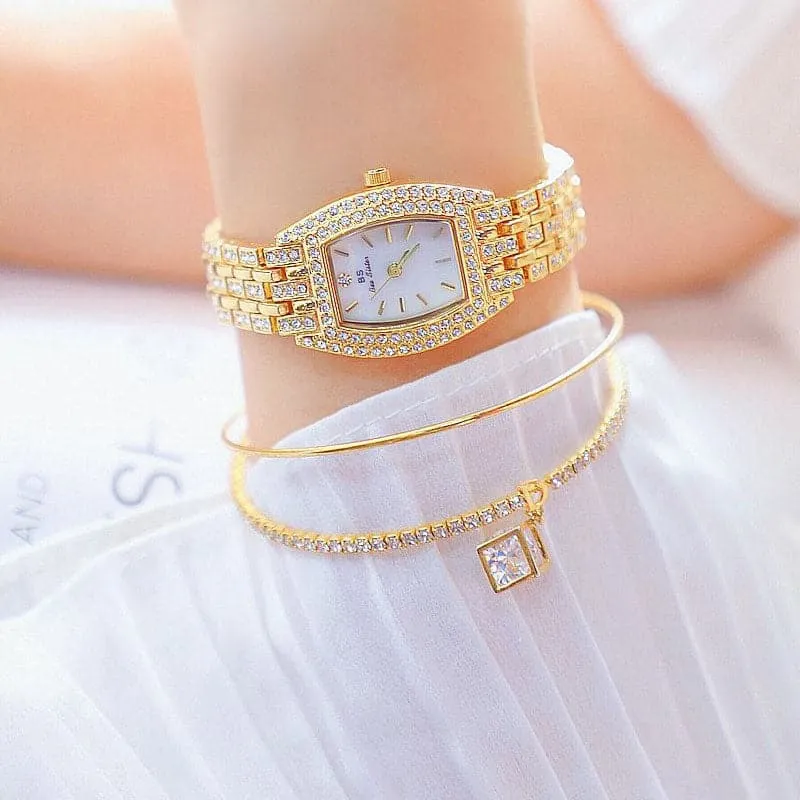BEE SISTER Women's Fine Fashion Premium Quality Oblong Dial Stainless Steel Watch
