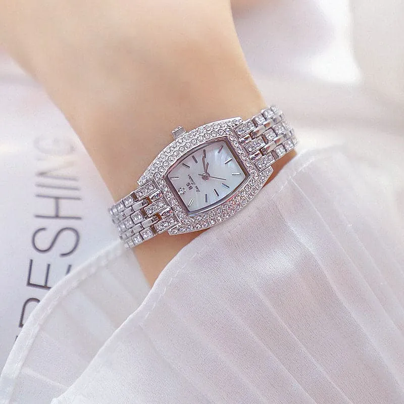 BEE SISTER Women's Fine Fashion Premium Quality Oblong Dial Stainless Steel Watch