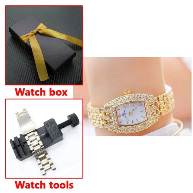 BEE SISTER Women's Fine Fashion Premium Quality Oblong Dial Stainless Steel Watch
