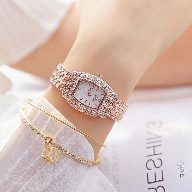 BEE SISTER Women's Fine Fashion Premium Quality Oblong Dial Stainless Steel Watch