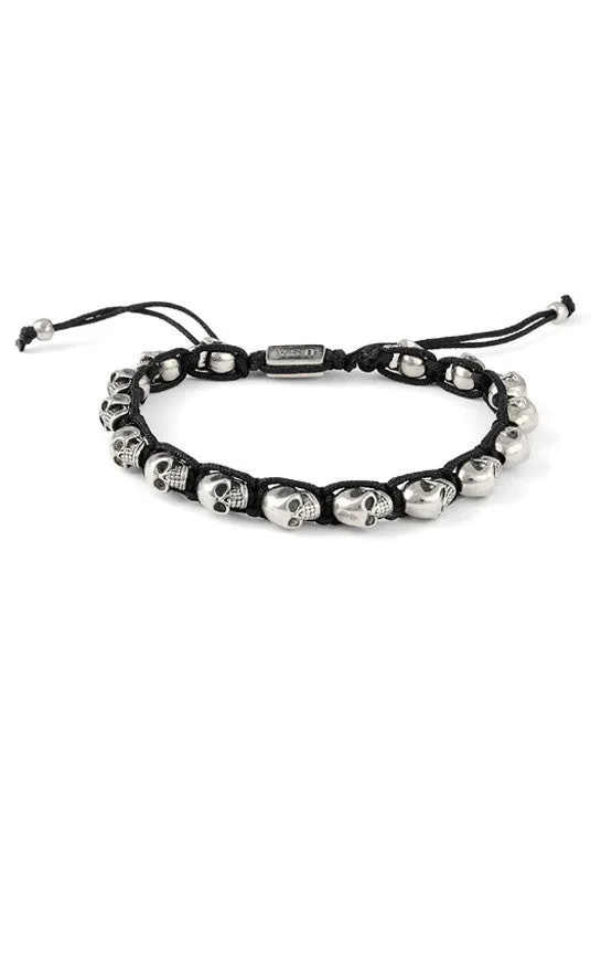 Black Macrame Bracelet w/ Alloy Skulls
