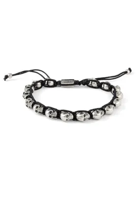Black Macrame Bracelet w/ Alloy Skulls