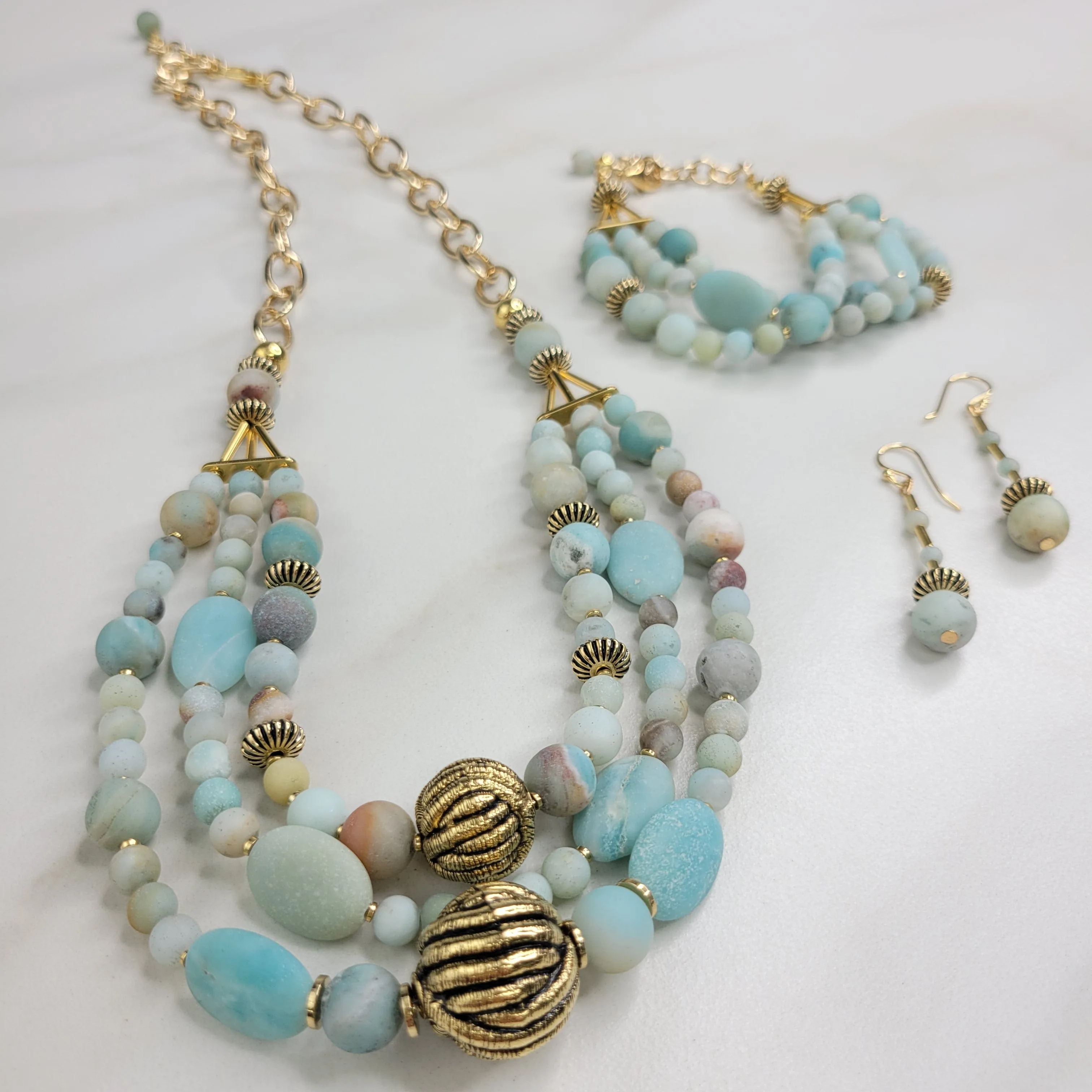 Blue Echo Bracelet Handmade with Amazonite Beads