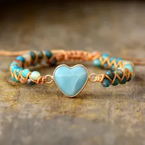 Blue Sky Heart Amazonite Bracelet