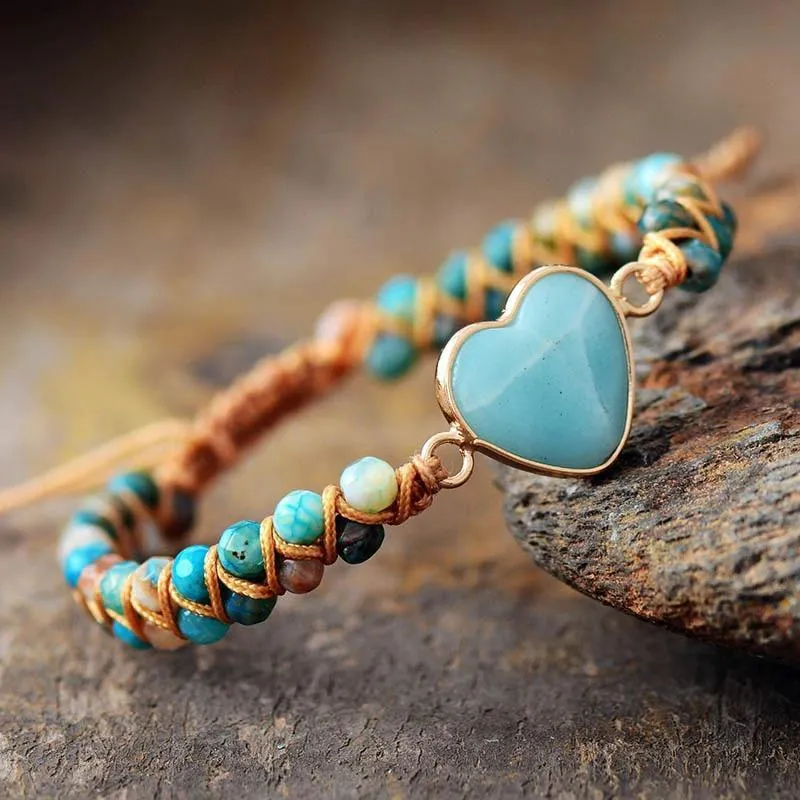 Blue Sky Heart Amazonite Bracelet