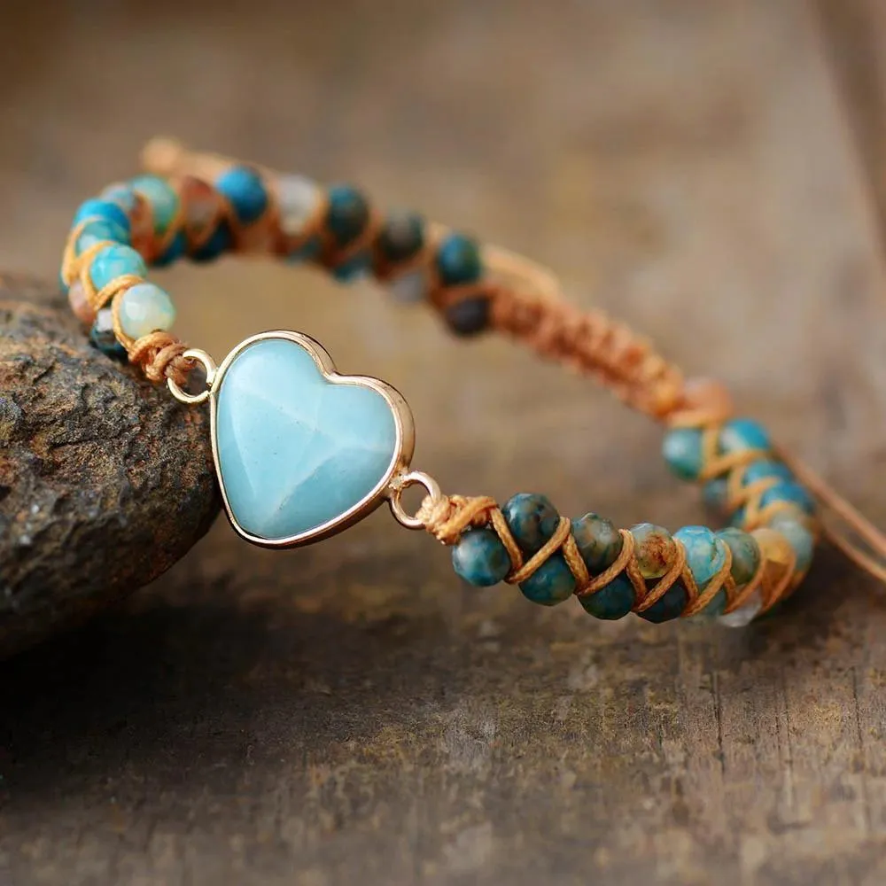 Blue Sky Heart Amazonite Bracelet