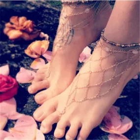 Bohemian Fine Gold Cobweb Anklet