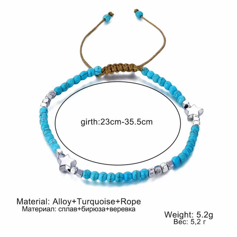 Bohemian Shell Anklets For Women  Vintage Handmade Stone Beads Star Anklet