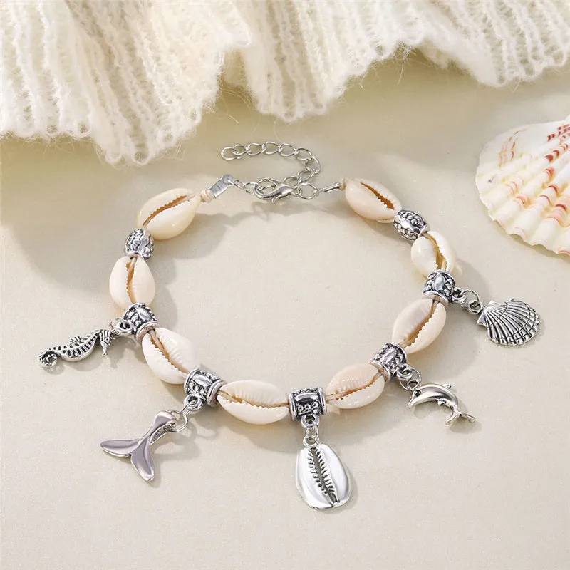 Bohemian Shell Anklets For Women  Vintage Handmade Stone Beads Star Anklet
