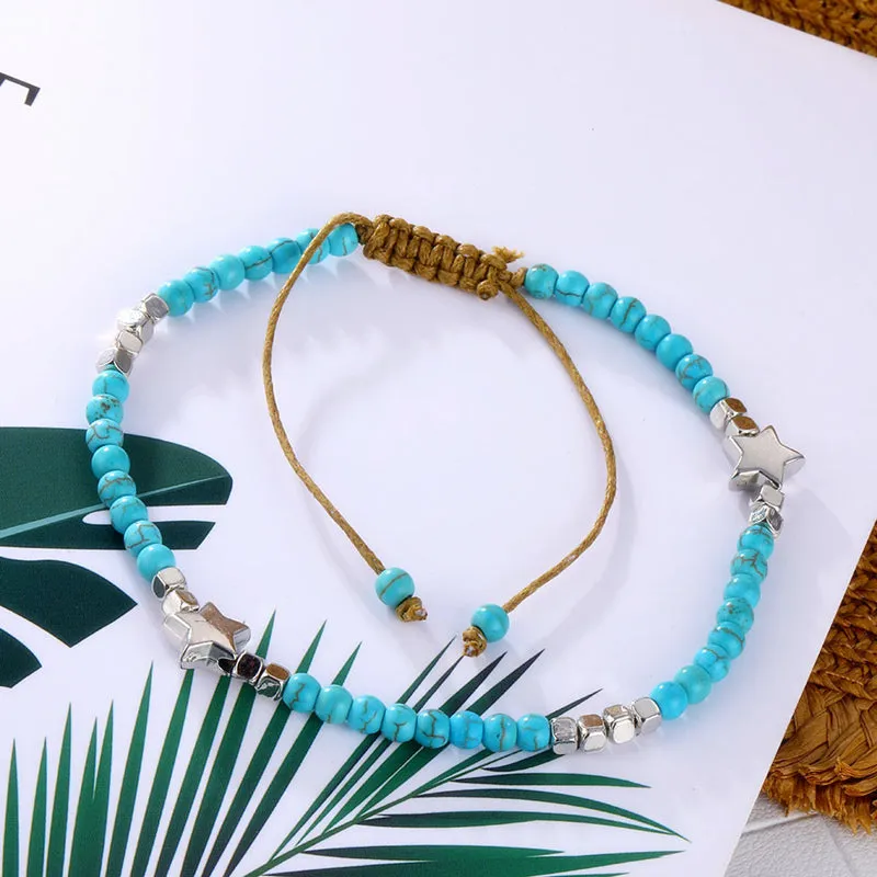 Bohemian Shell Anklets For Women  Vintage Handmade Stone Beads Star Anklet