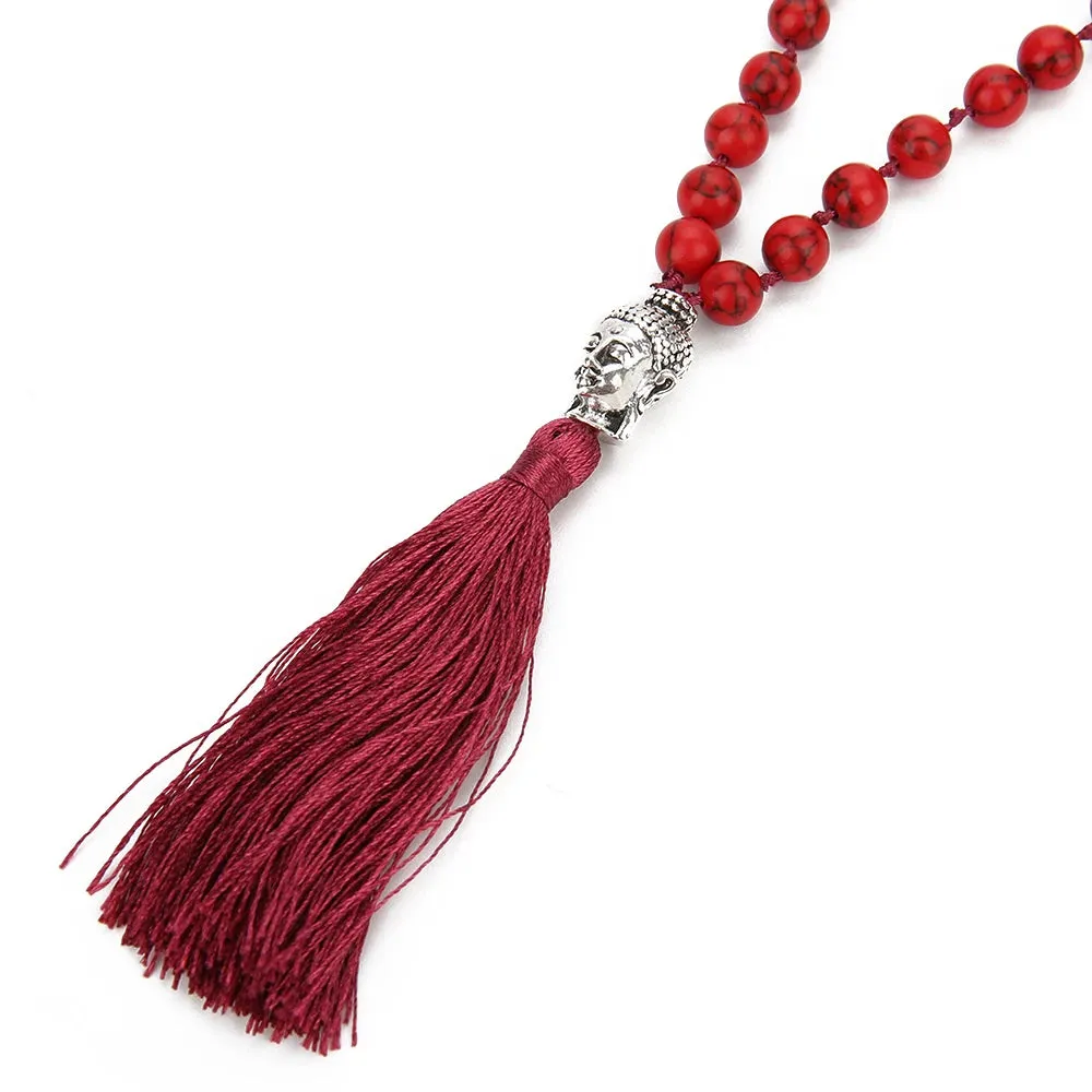 Boho 108 Mala Beaded Knotted Semi-precious Stone Jewelry Meditation Declaration