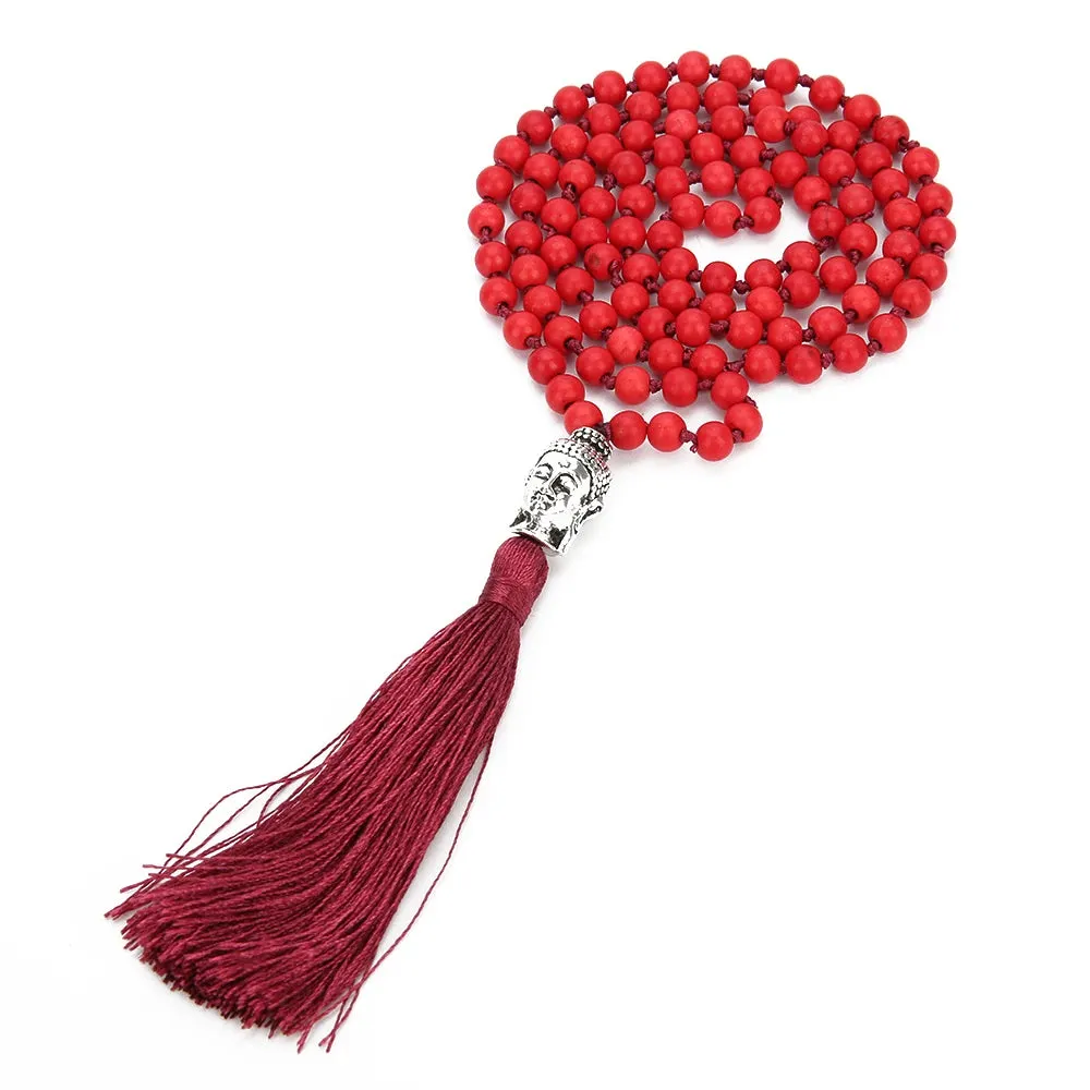 Boho 108 Mala Beaded Knotted Semi-precious Stone Jewelry Meditation Declaration