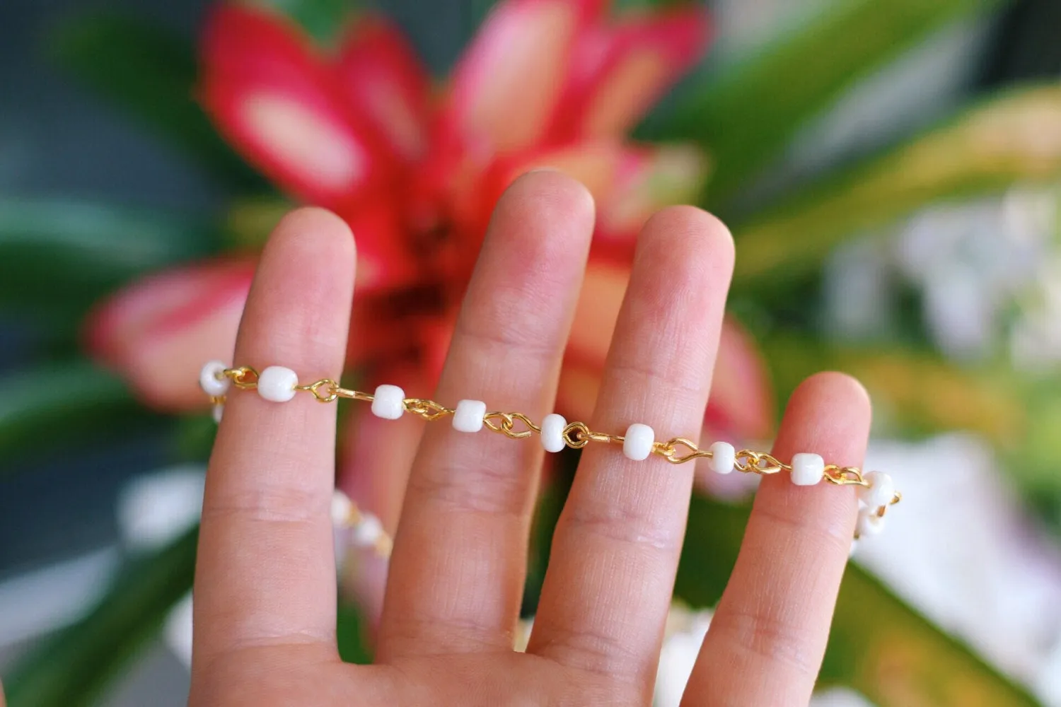 Boho Beach Rosary Beaded Choker Necklace