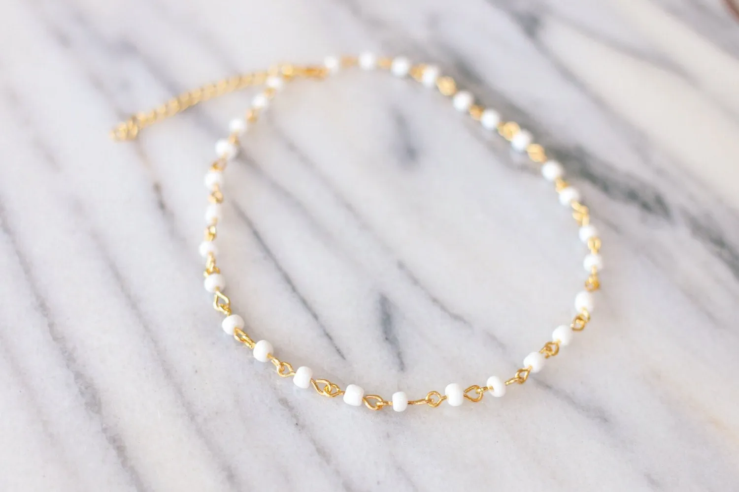 Boho Beach Rosary Beaded Choker Necklace
