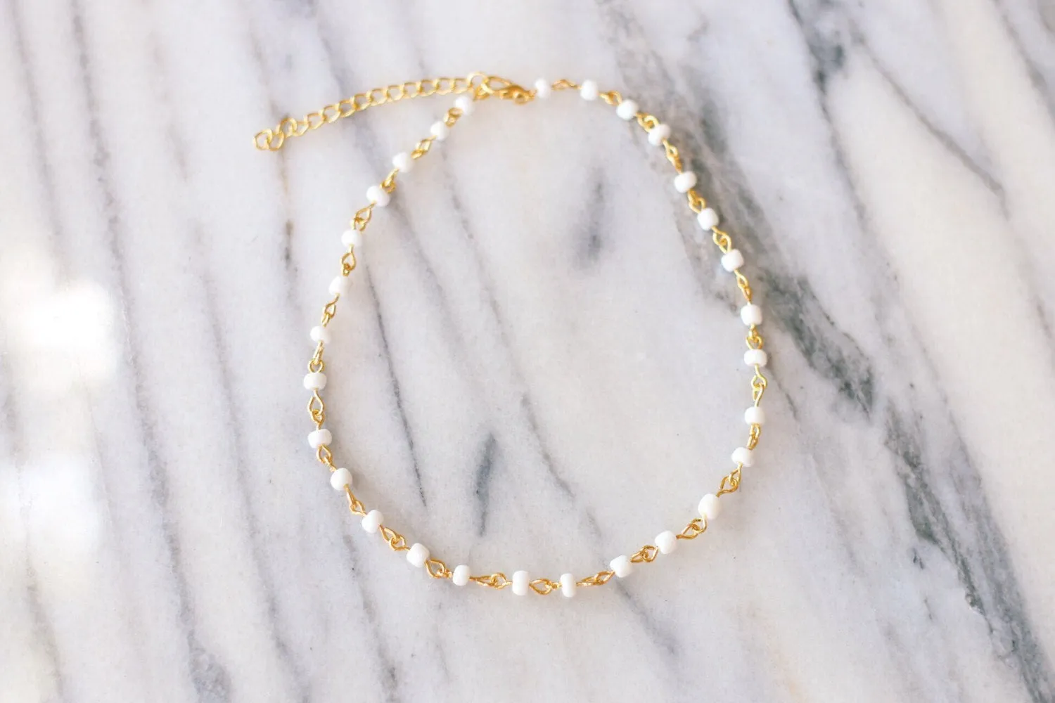 Boho Beach Rosary Beaded Choker Necklace