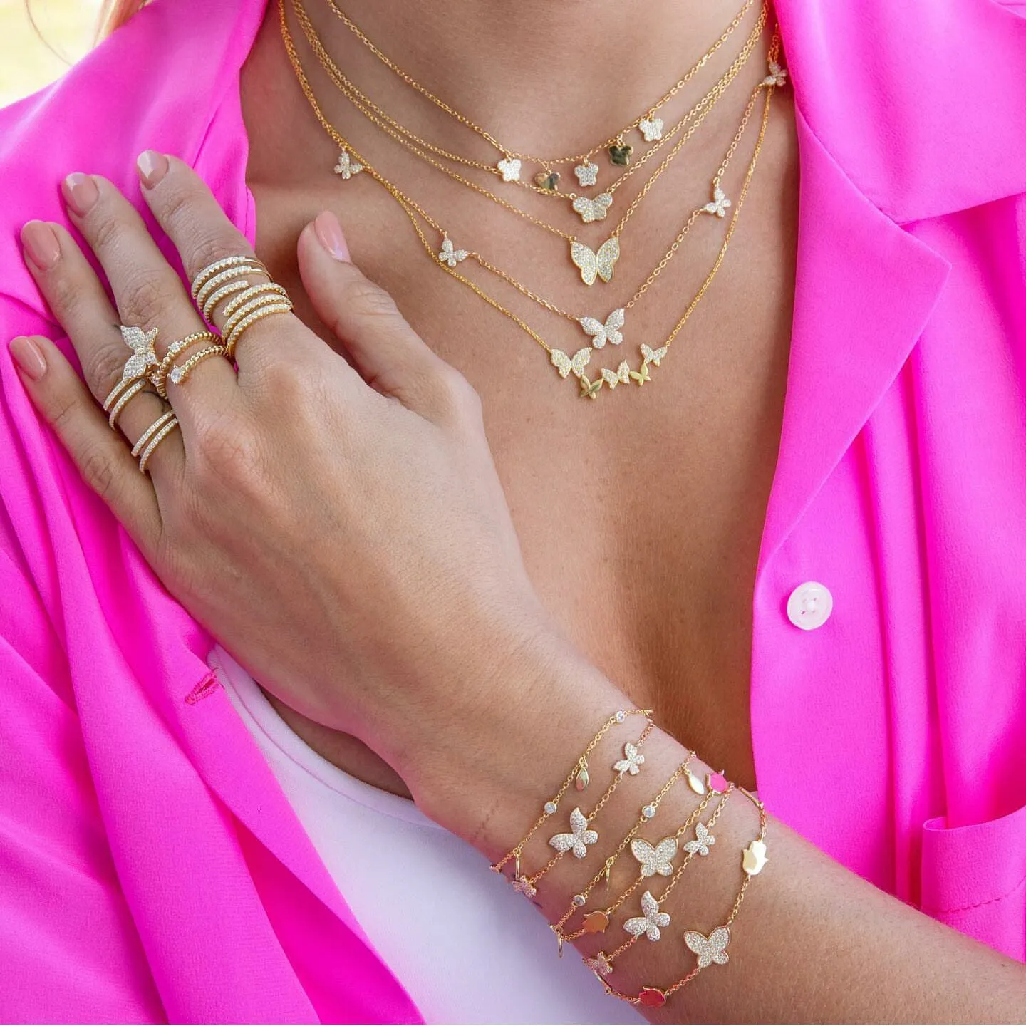 Butterfly Necklace, Gold Plated Butterfly Layer Necklaces
