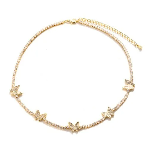 Butterfly Necklace, Gold Plated Butterfly Layer Necklaces