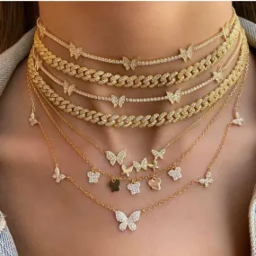 Butterfly Necklace, Gold Plated Butterfly Layer Necklaces