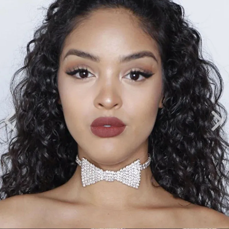 Carrie Crystal Bow Tie Choker Necklace