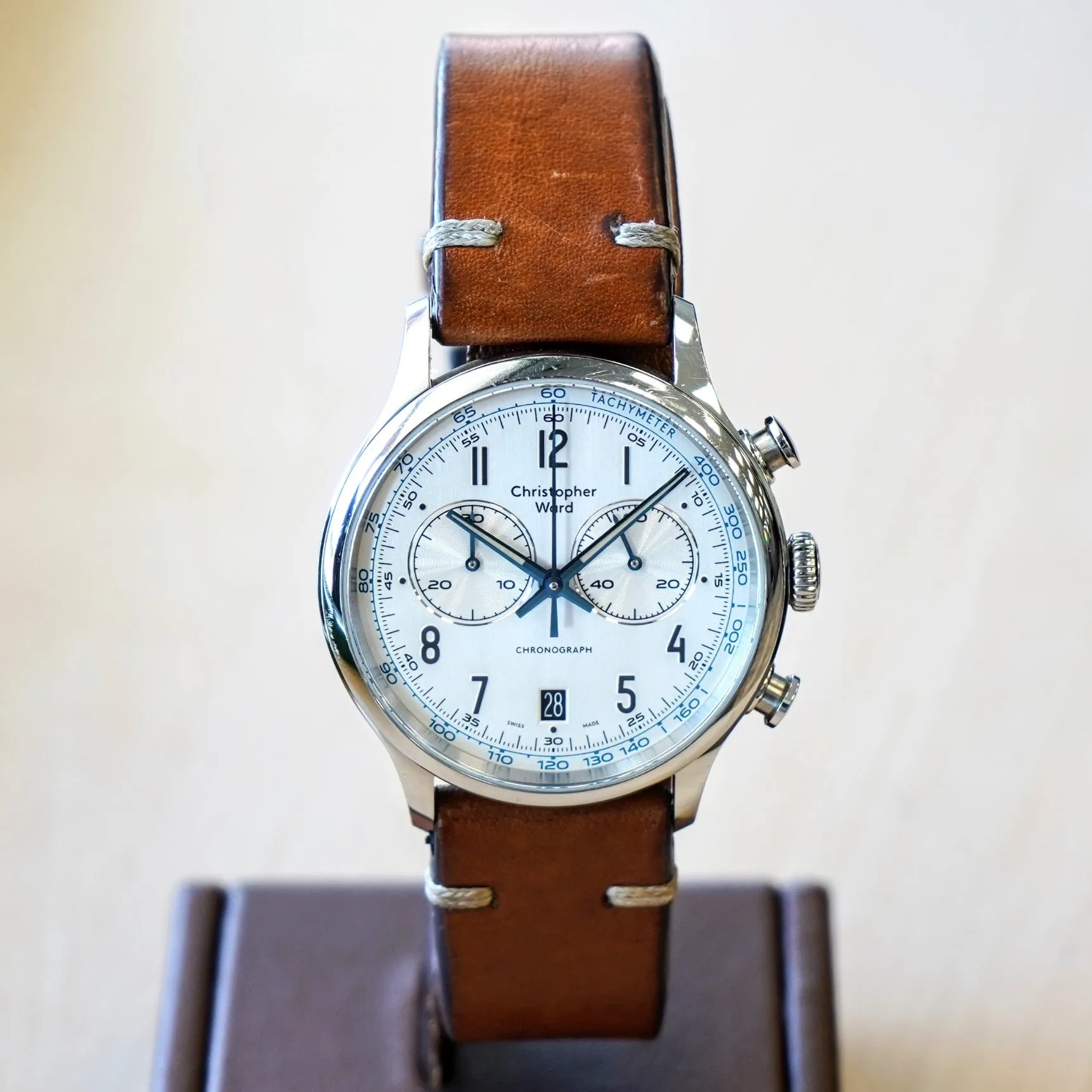 CHRISTOPHER WARD C3 Grand Tourer Chronograph Watch Date Indicator Swiss Wristwatch Original Strap