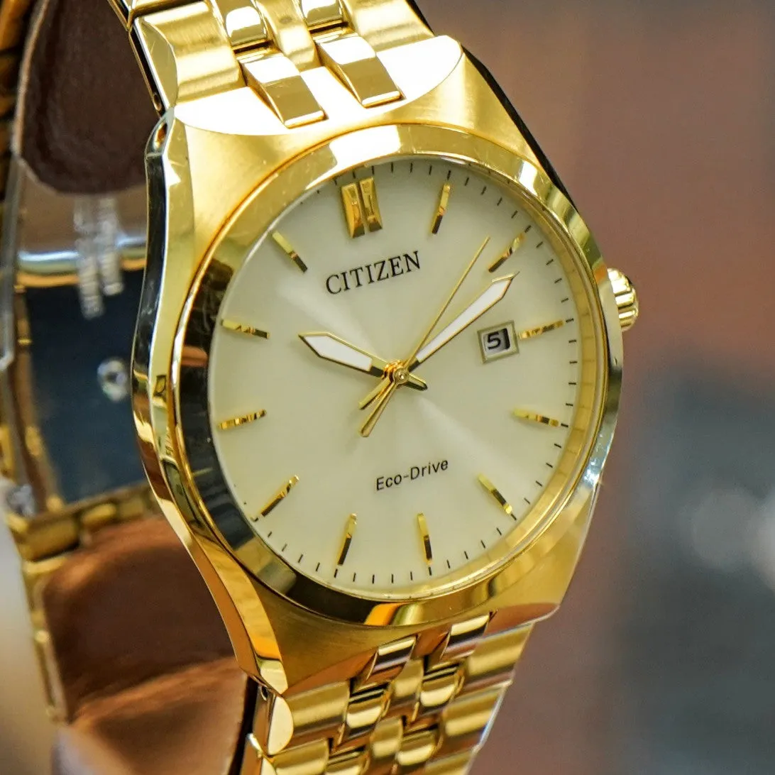 CITIZEN Corso Eco-Drive Watch BM7332-53P Date Indicator ALL Gold S.S. Wristwatch