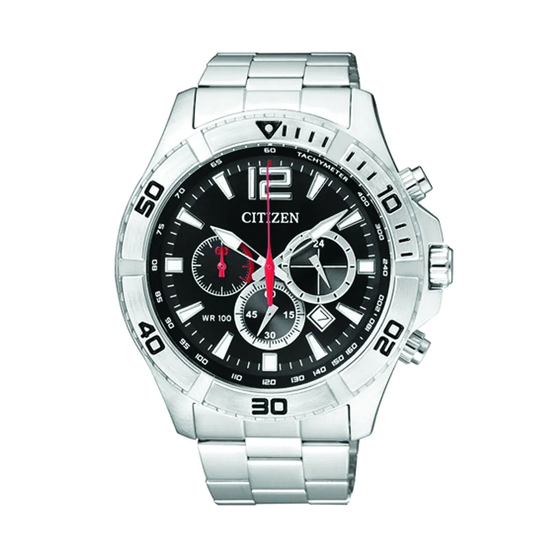 Citizen Mens Chrono Black Face Stainless Steel Band Model AN8120-57E