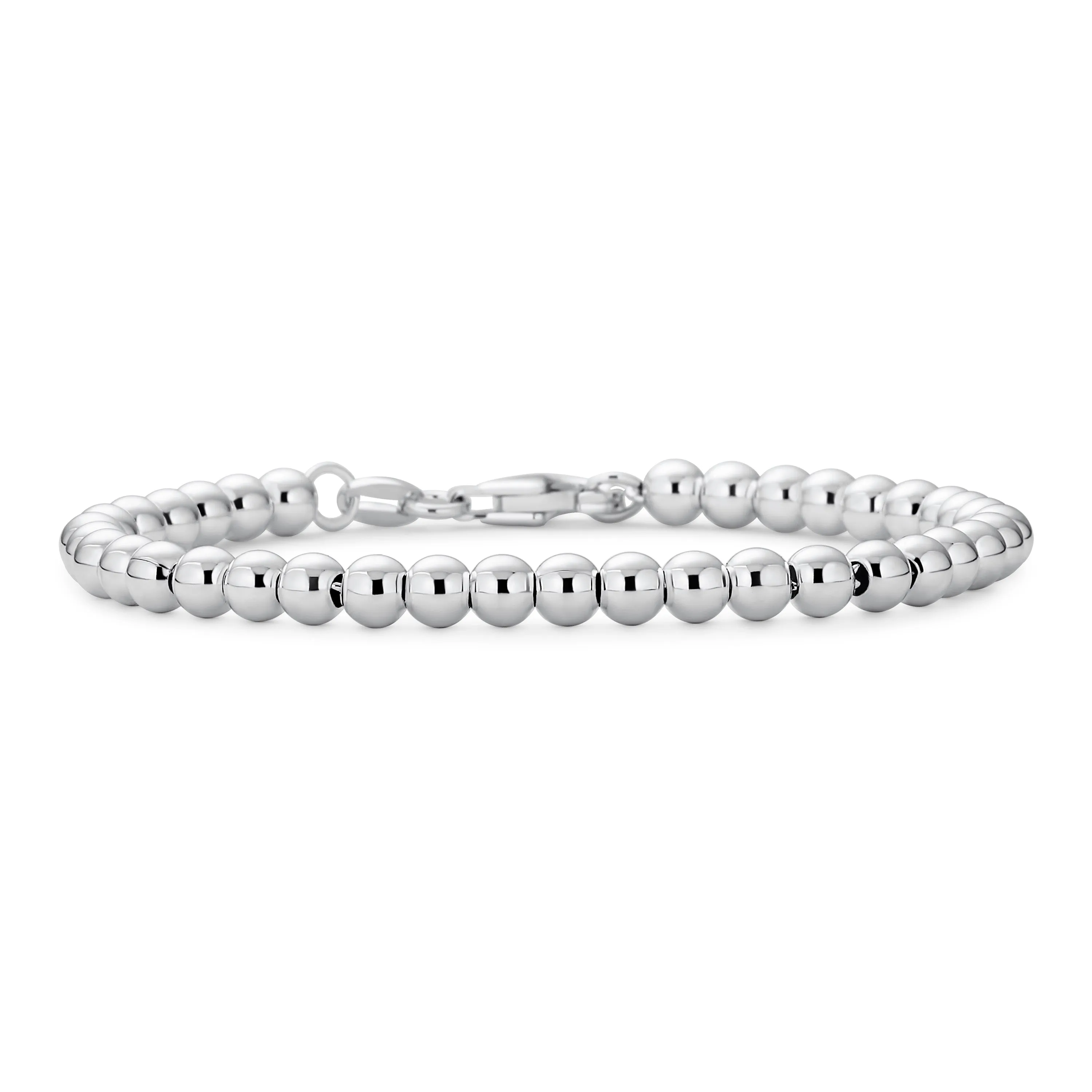 Classic Sterling Silver 4MM Ball Bead Strand Necklace Polished 16-18 Inch Italy